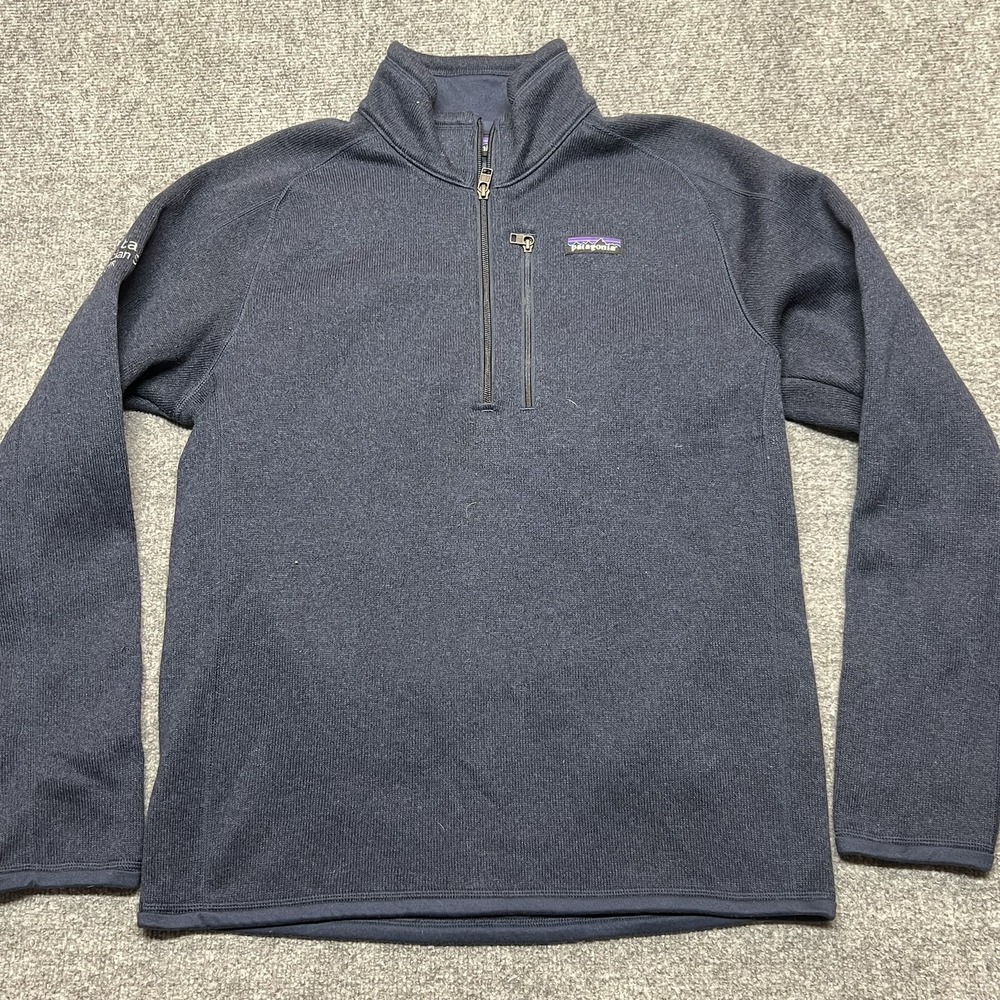 Patagonia Sweater Mens Medium Blue Better Sweater 1/4 Zip Fleece Pullover Logo